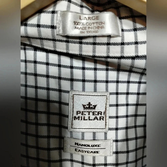 Peter Millar Black White Windowpane WSU Shockers Button Down‎ Shirt size Large - Picture 2 of 5